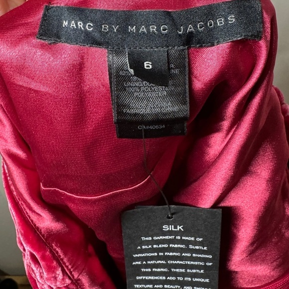 NWT Marc by Marc Jacobs Strawberry Daiquiri Pink Velvet Silk Blend Bow Blouse 6 - Picture 15 of 16
